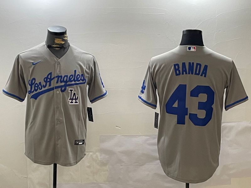 Men Los Angeles Dodgers 43 Banda Grey Game 2024 Nike MLB Jersey style 12095